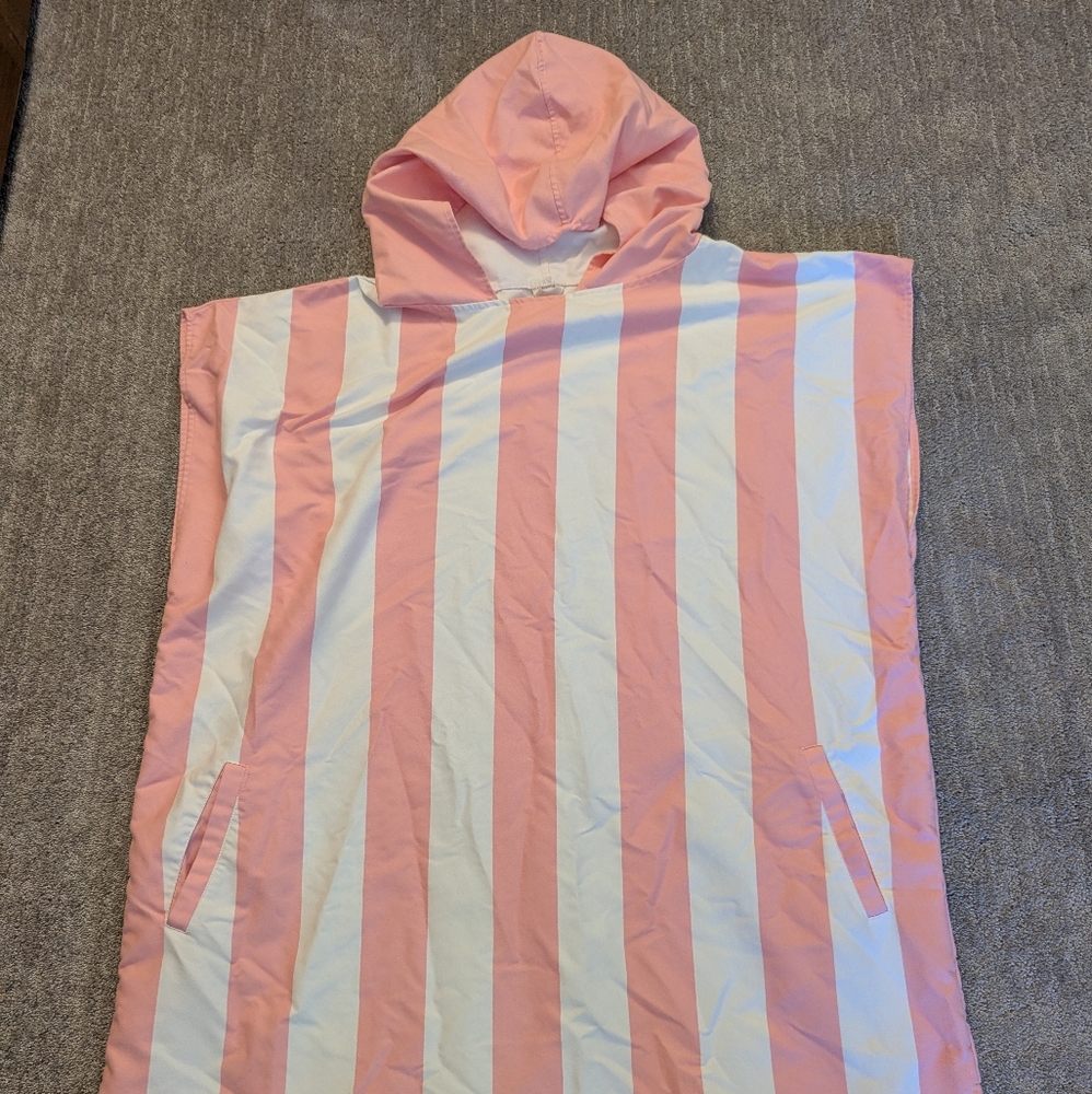 Dock & Bay Pink and White Striped Hooded Beach Towel